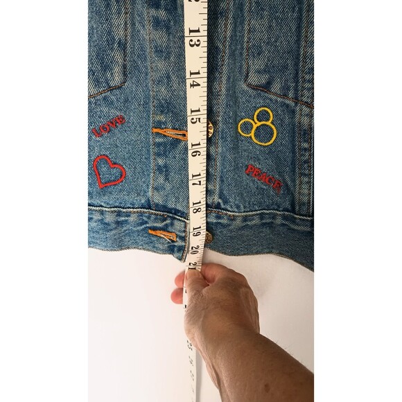 Vintage Disney Store Denim Jean Jacket Cropped Embroidered Mickey Mouse X-Large - Picture 13 of 16
